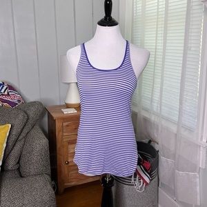 Lululemon Sleeveless Racer Back Tank Top Purple Stripes Pattern Workout D3-21